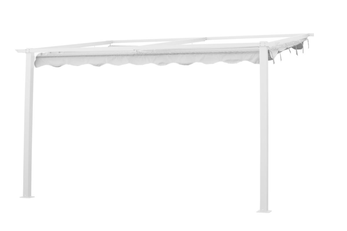 Pergola, väggmonterad, aluminium - VÄGGPERGOLA 3X4 M VITT STATIV, VITT TAK