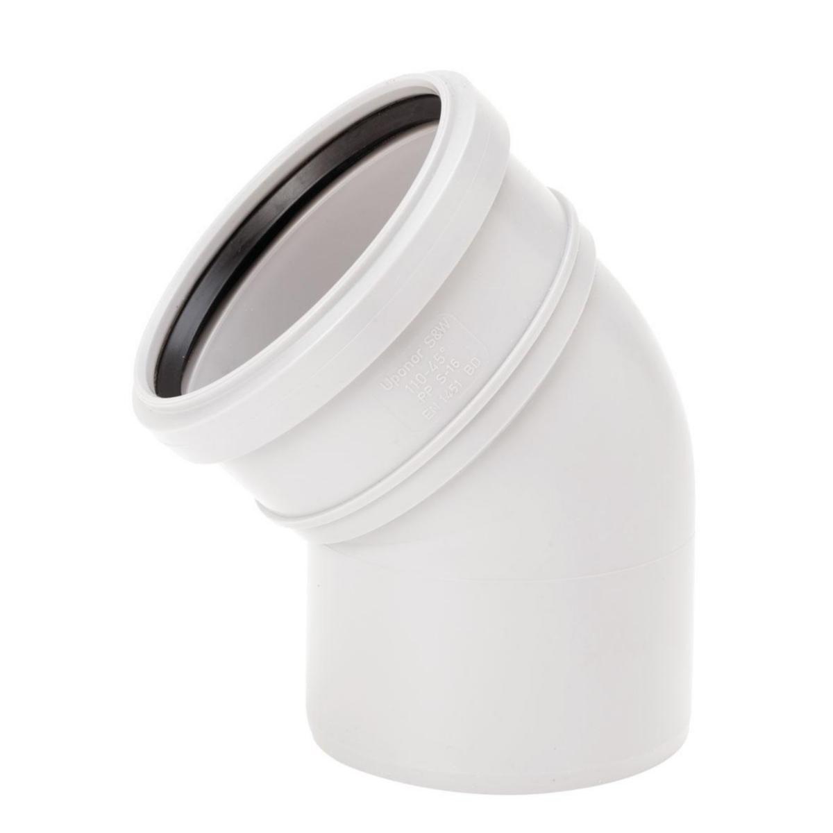 Böj 45GR. 1muff Decibel, Uponor - DECIBEL BÖJ 50 45° UPONOR