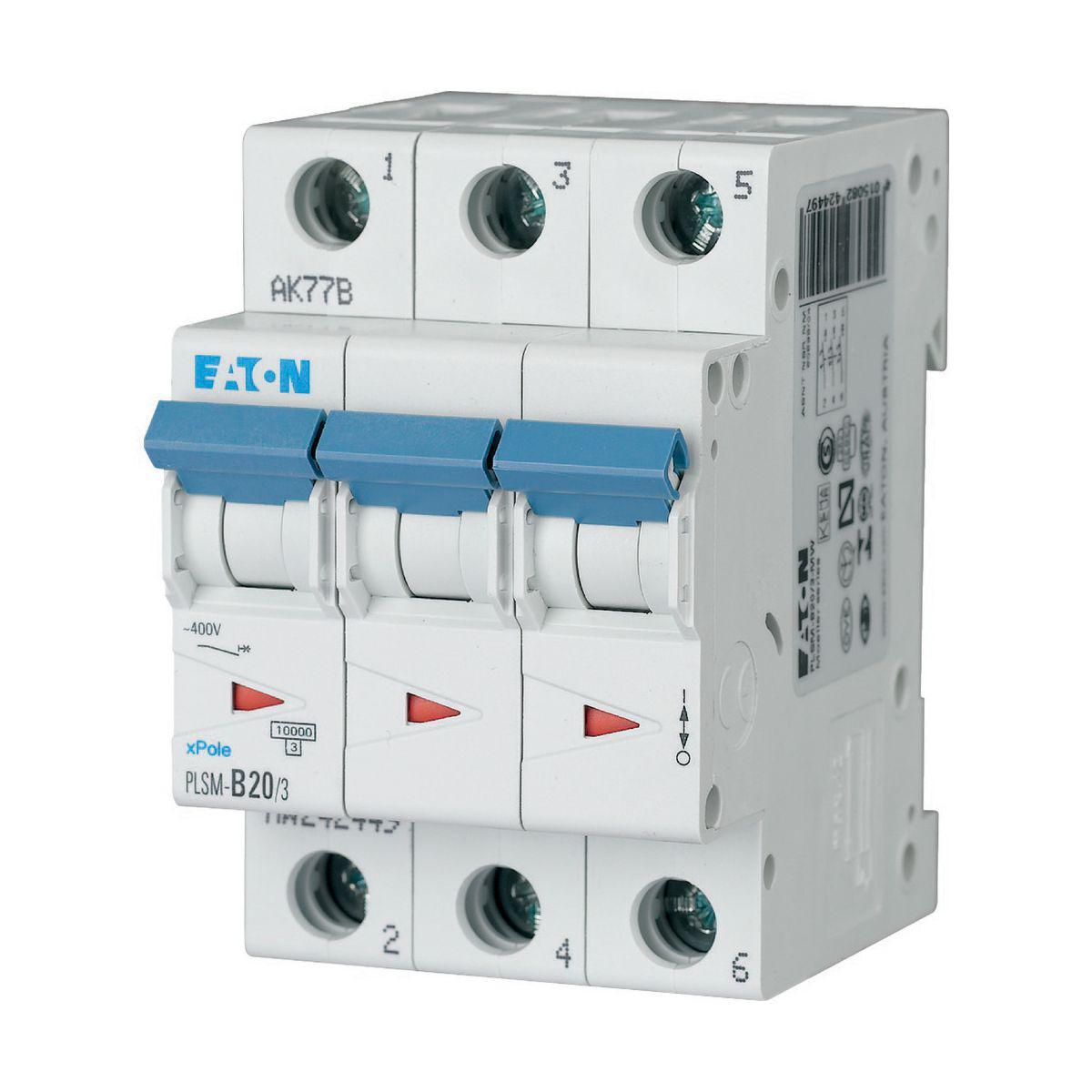 Minibrytare PLSM 3 pol typ C 10kA (3 BE) - MINIBRYTARE 20A 3P C 10KA PLSM-C20/3