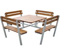 Bänkbord med rygg, 220x220 cm, stål, Quattro