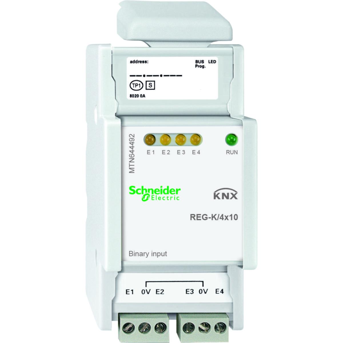 Binäringångar 10V för DIN-skena, KNX, Schneider - BINÄRINGÅNG 4X10V DIN-K KNX