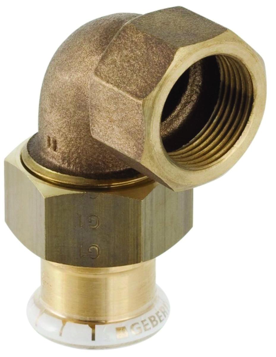 Unionsvinkelkoppling 90° 1-muff/inv.gg, koppar, Mapress - 35XR32 UNIONS ÖVERGMUFF VINKEL INV.GG MAPRESS 65386