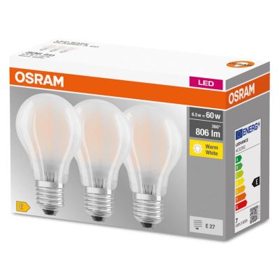 LED-LAMPA NORMAL (60) MATT 3-P E27 CL A OSRAM