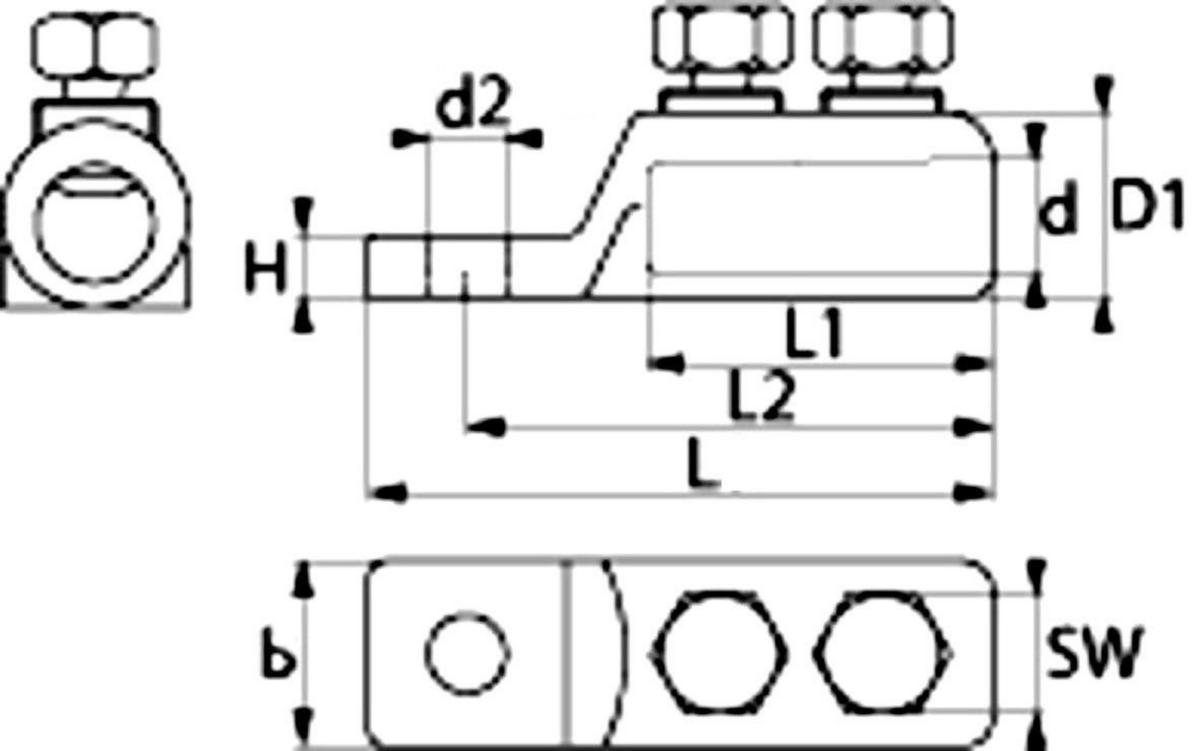 Skruvkabelskor LUG - SKRUVKABELSKO LUG6-50/8LVTIN AL/CU 6-50, HÅL=8,5