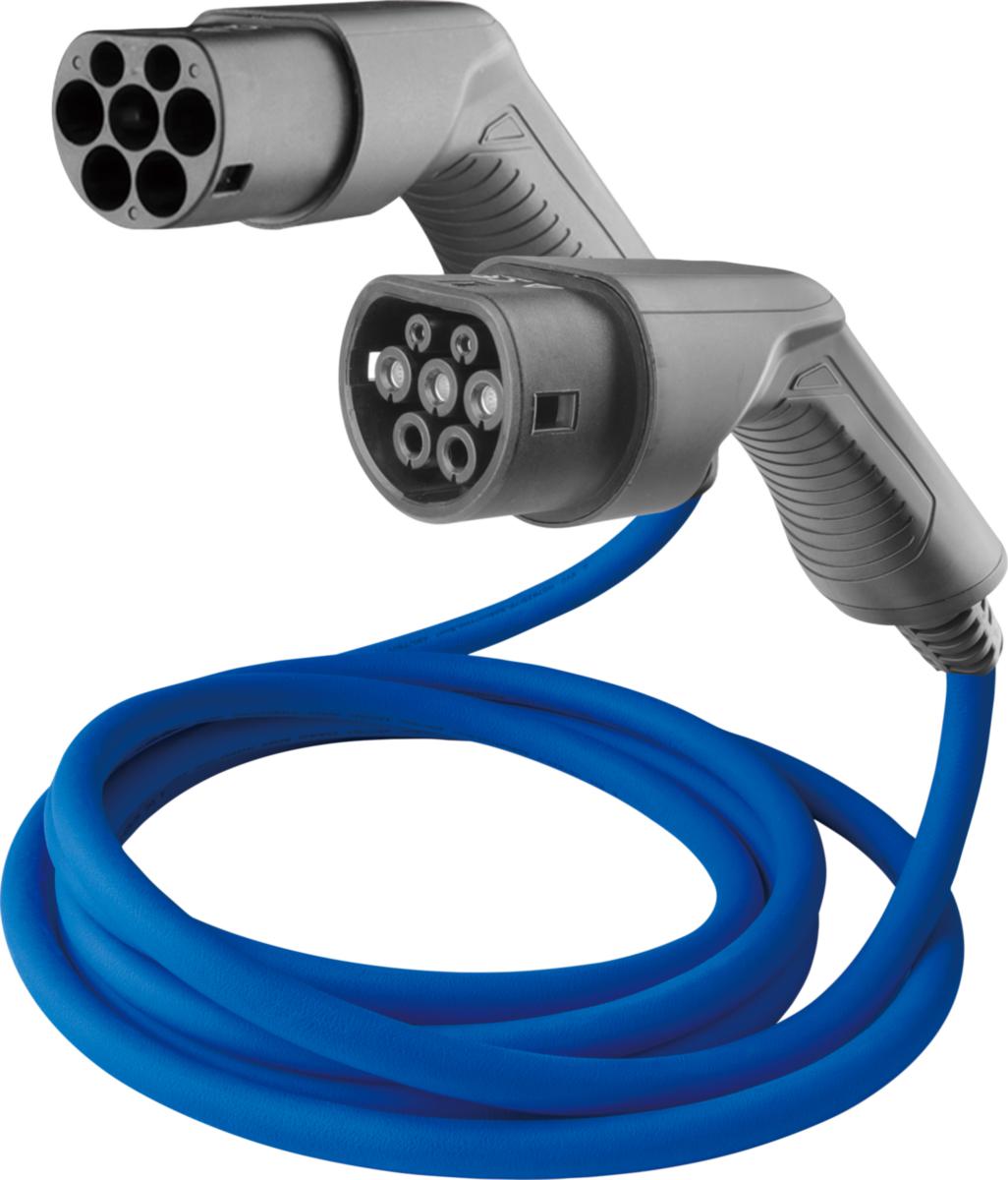 Laddkabel 3-fas, mode 3, kontaktuttag typ 2 till typ 2 - LADDKABEL 3-FAS TYP2 32A 5M 400V MAX EFFEKT 22KW MODE3