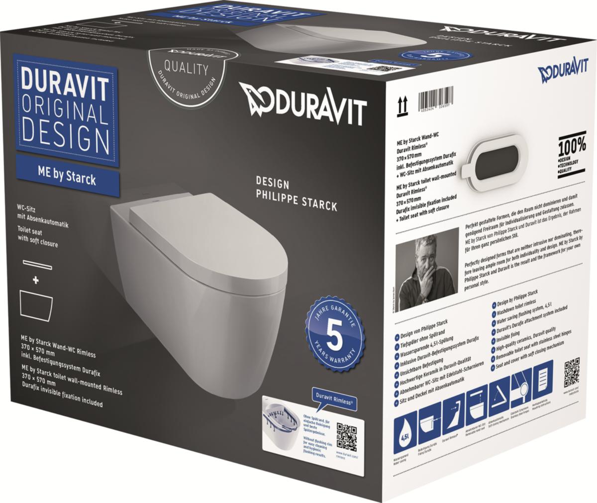 WC-skål ME BY Starck med SC-sits 2, Duravit - DURAVIT ME BY STARCK WC-SKÅL RIMLESS. PAKET MED SC-SITS