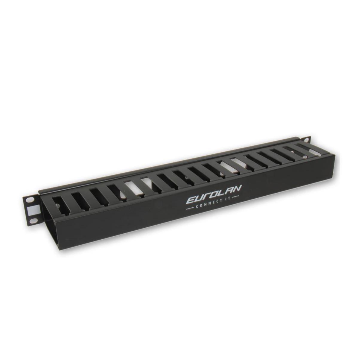 Trådledare med lock, Eurolan - TRÅDLEDARE MED LOCK  1HE 19" 25B-1U-11BL