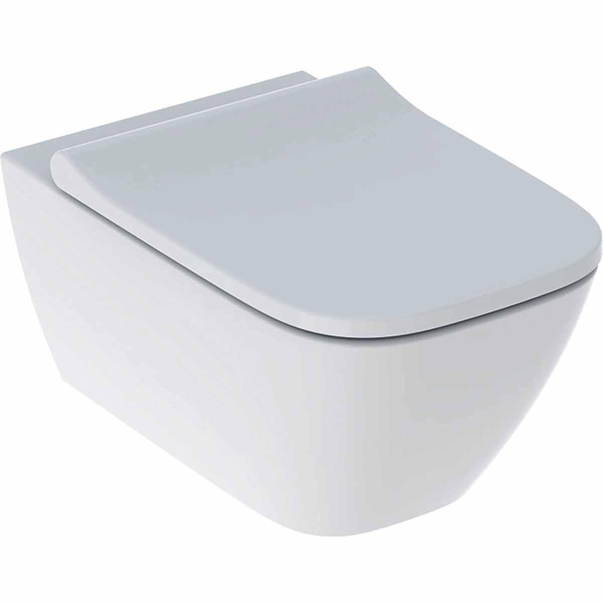 WC-skål Smyle Square, Geberit - GEBERIT SMYLE SQUARE WC-SKÅL RIMFREE. MED WC-SITS. ÖVERLAPP