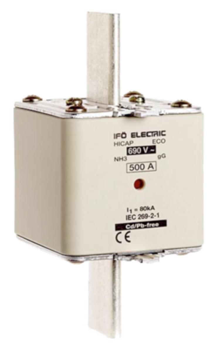 Ifö Hicap, ECO, gG, storlek 3, 500V - KNIVSÄKRING ECO 630A/3 gLgG 500V