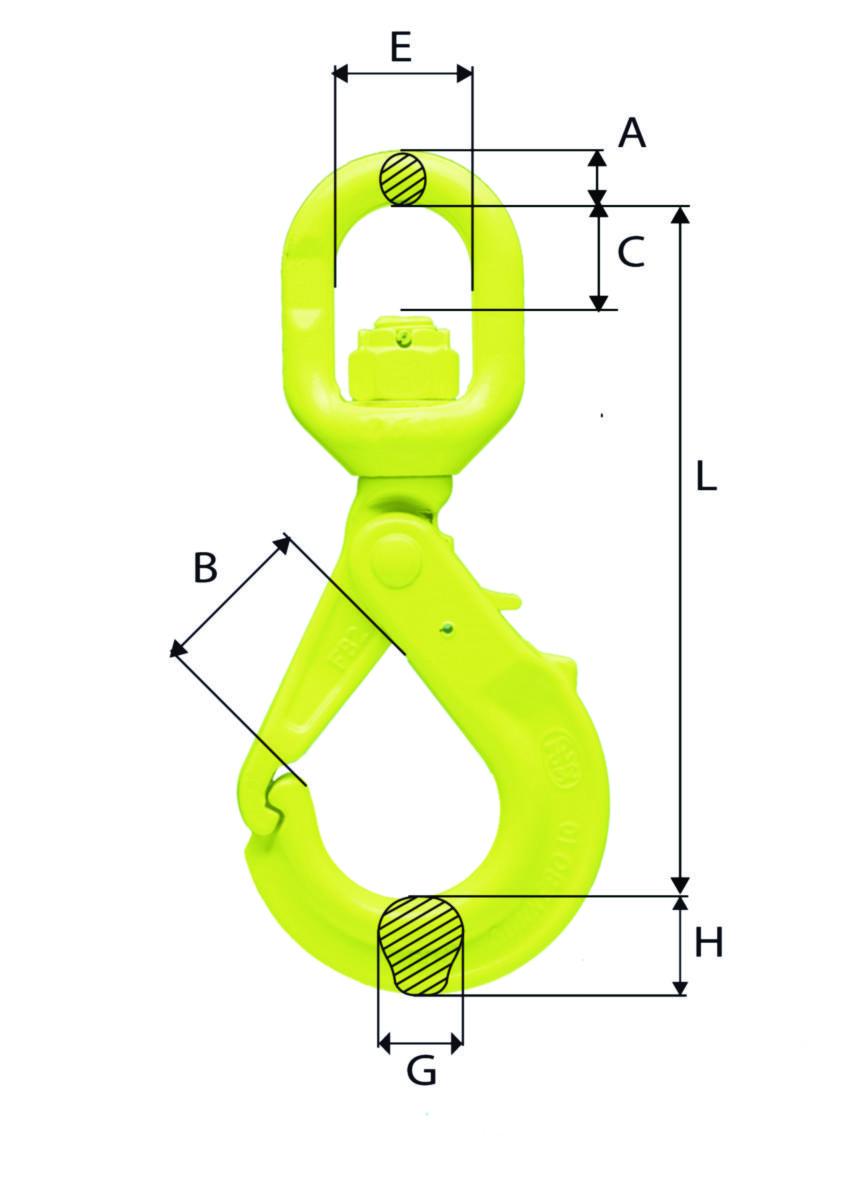 Säkerhetskrok Gunnebo Industrier GrabIQ typ LBK/ BKL - SÄKERHETSKROK GRABIQ LBK 7/8-10 MAXLAST 2.5T
