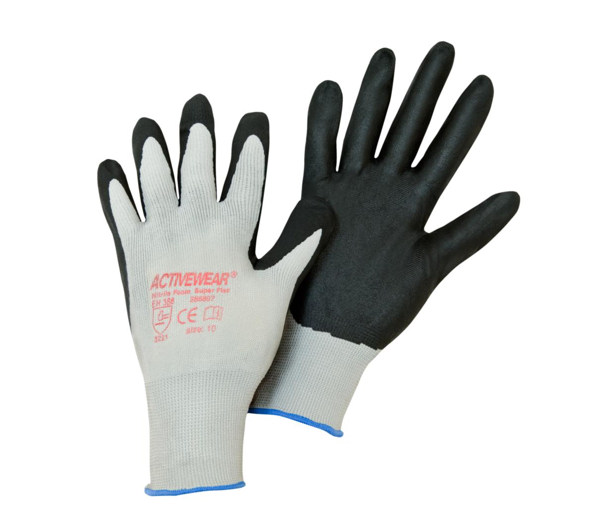 Montagehandske Activewear SuperFlex MO3726 - HANDSKE ACTIVEWEAR SUPER FLEX MO3726 NITRIL GRÅ/SVART STL 8