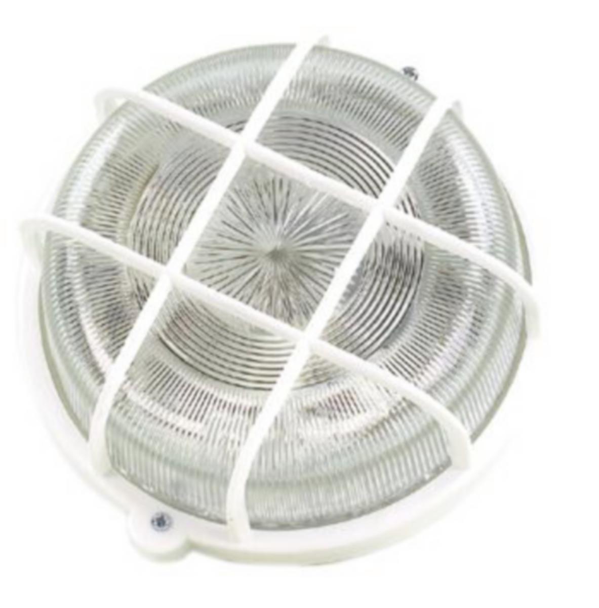 Gallerarmatur, rund, plastgaller - GALLERARMATUR 100W VIT RUND IP44