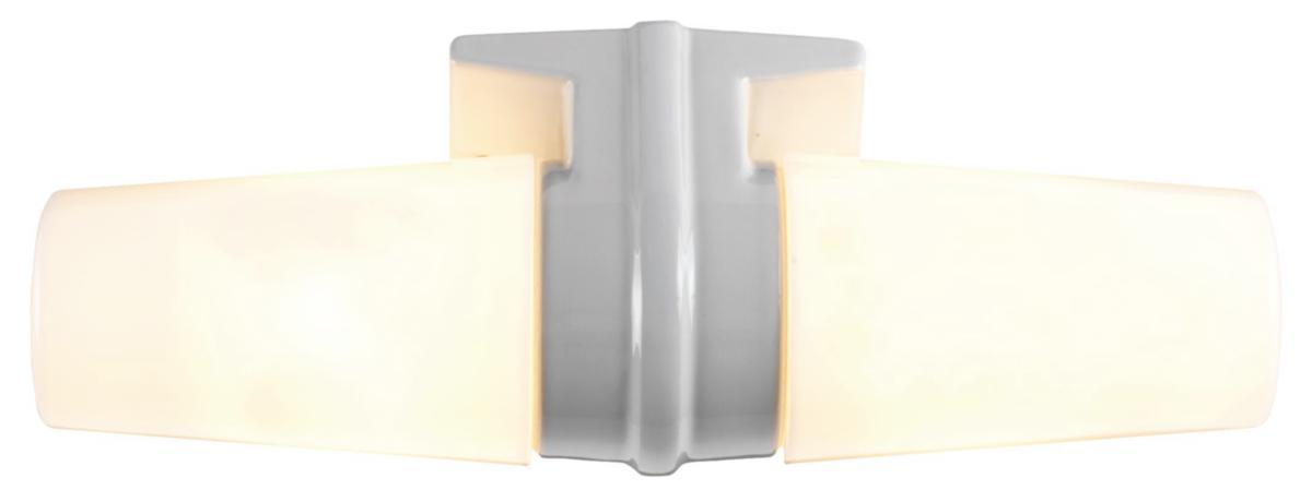 Porslinsarmatur med glas, Ifö Bernadotte - ARMATUR IFÖ BERNADOTTE 2X40W VIT OPALGLAS LAMPETT