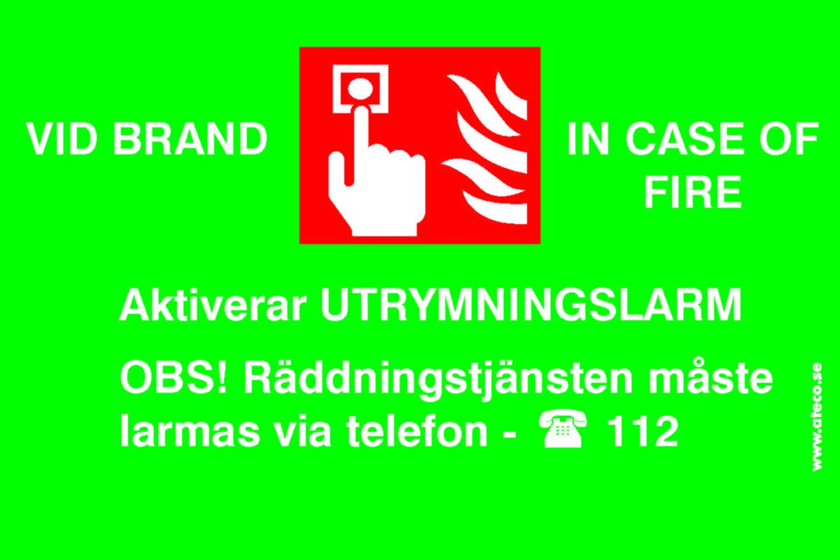 Skylt utrymning 112, Ateco - SKYLT UTRYMNING 112 90x60 GRÖN