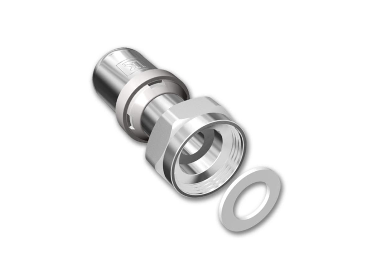 Koppling rak  m. lekande mutter,  PressPex, LK - LK RAK KOPPL AX16XG20 PRESSPEX MED LEKANDE MUTTER