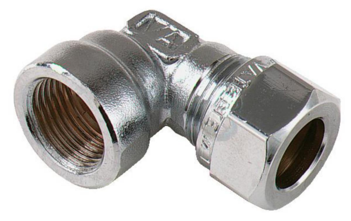 Vinkelkoppling 90° VA 1147, förkromade, Vatette - KOPPARRÖRSVINKEL VATETTE INV GG FKR 15XR15