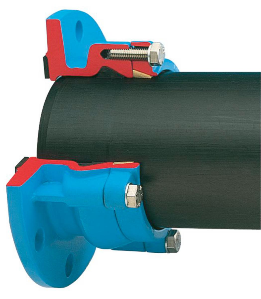 Dragsäker flänskoppling, Hawle System 2000 typ 0400 - 125/140 HAWLE FLÄNSKOPPLING PE/PVC SYSTEM 2000