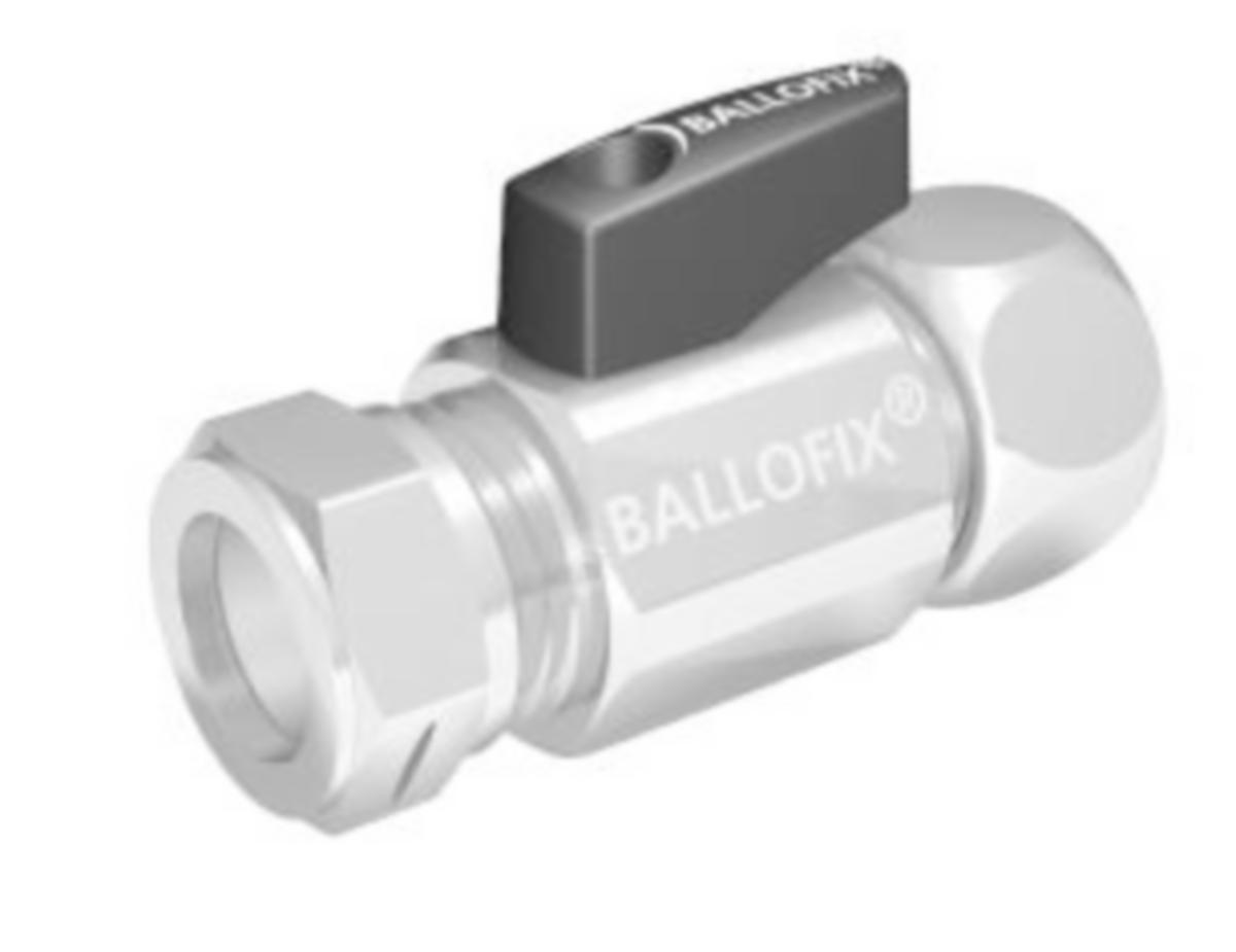 Kulventiler Ballofix, förkromade med vred, modell 511, lek. mutter/klämring - R15X12 BALLOFIX 511 KULVENTIL LEK.MUTTER/KLÄMRING MED VRED