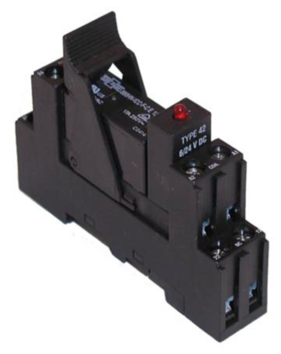 Interfacerelä 1-poligt inkl sockel, bygel och lysdiod - KOMPL MINIR.LED IFR-1L-24VDC