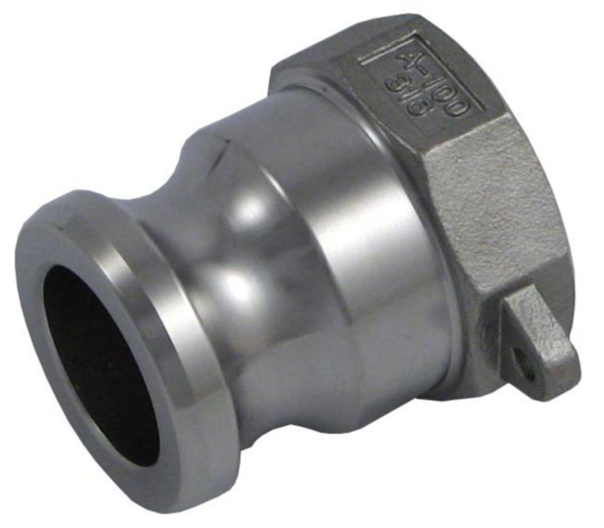 Hankoppling med invändig cylindrisk gänga, 316/1.4404, Typ 633-A i syrafast stål - R 11/2" SNABBKOPPLING INV.GG HANE RF STÅL SS 2343
