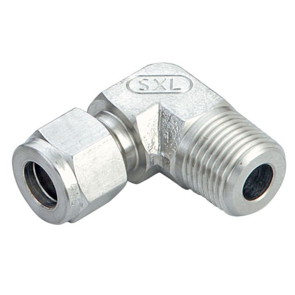 Skarvkoppling vinkel W-Lok, Utvändig gänga BSPT - VINKEL 6mm x 1/4" UTV BSPT W-LOK INSTR/KLÄMRING AISI 316