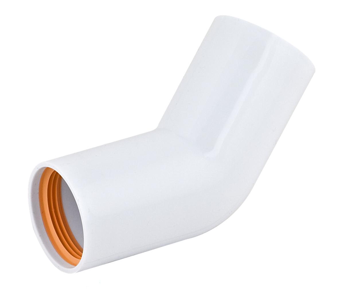 Böj 45°, PP, Faluplast - 40X45 VINKEL *FP VULK* PP VIT MED GUMMITÄTNING