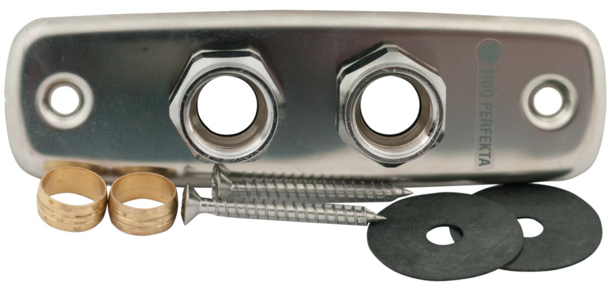 Väggbricka, för rörgenomföring av kopparrör, dubbel, Trio - VÄGGBRICKA DUBBEL CU RÖR 15G15 40CC 8531836