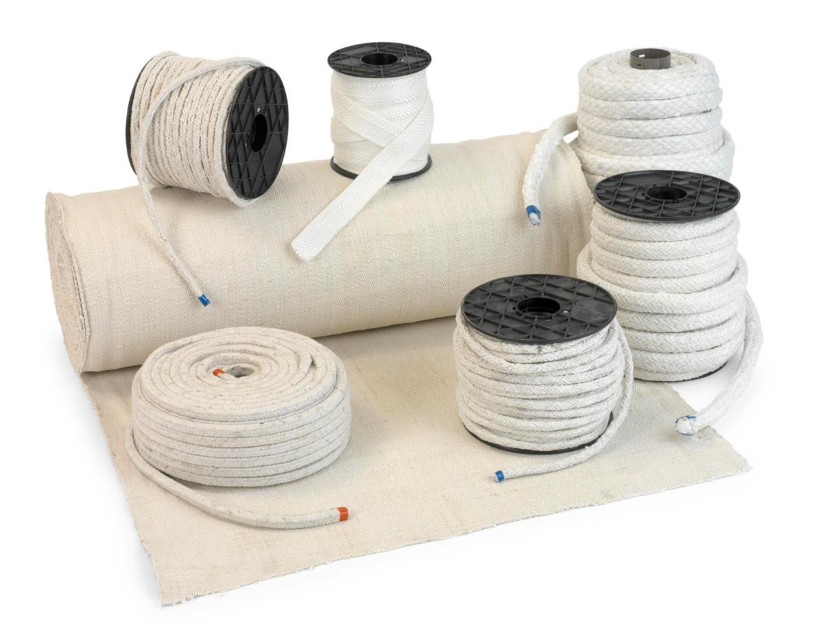 Fiberpackning, fyrkant, av mineralull - SW FIBER-REP. STÅLFÖRSTÄRKT 1000°C FYRKANT 15x15MM (50M)
