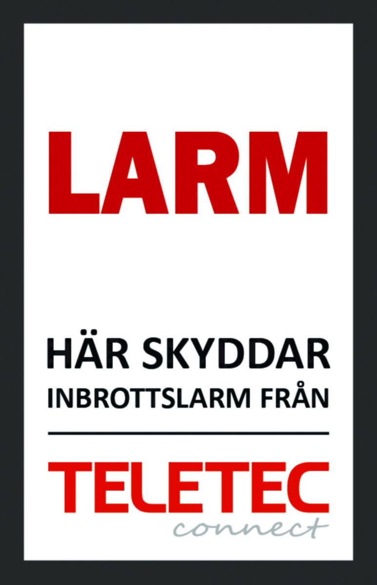 Larmskylt självhäftande sticker, Teletec - LARMSKYLT SJÄLVHÄFTANDE 47x73 111851