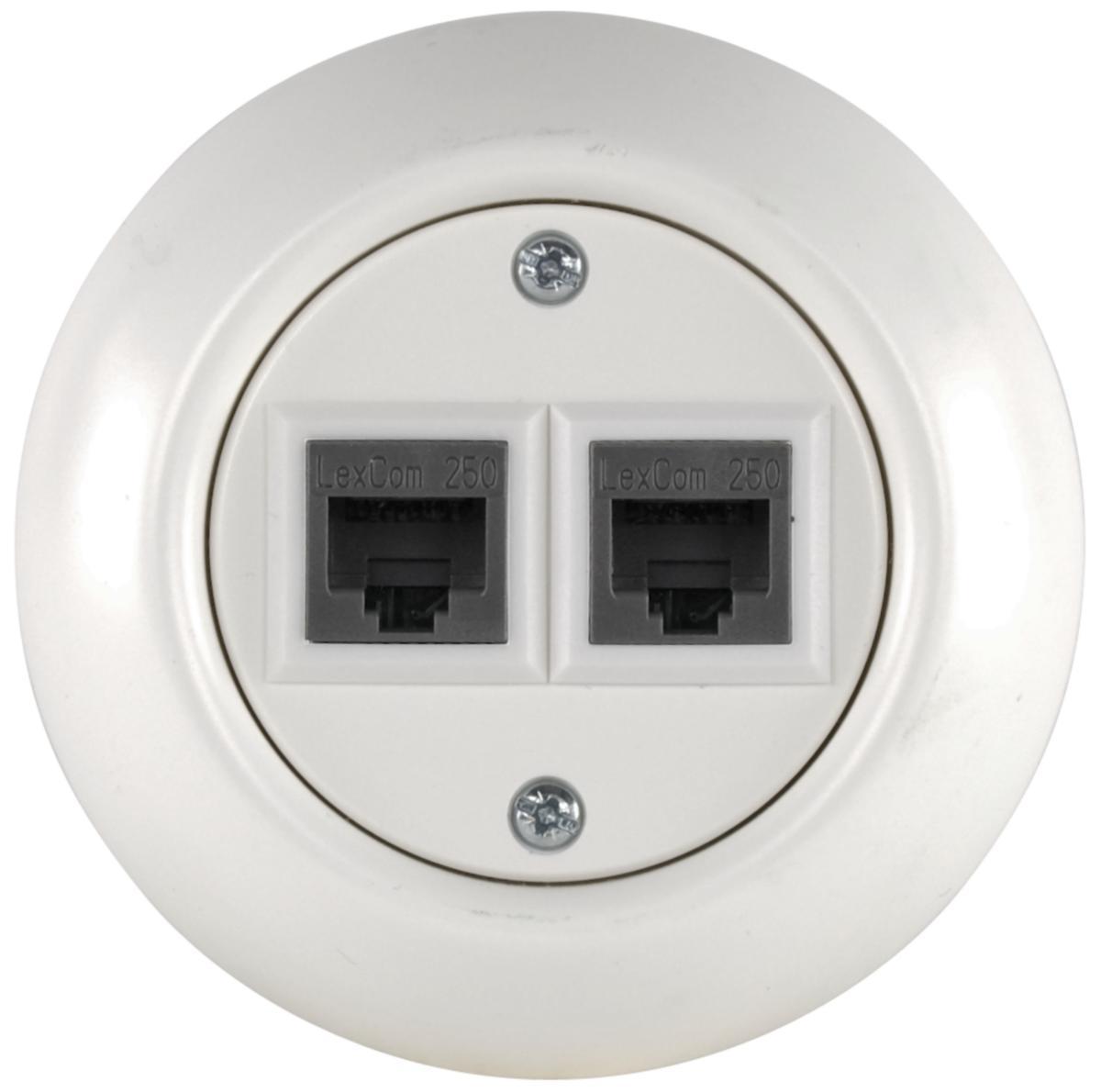 Datajack, infällt, 2x8-pol, Renova, Schneider - DATA TELE UTTAG UTP 2X8 RENOVA KAT 6 VIT BLISTER