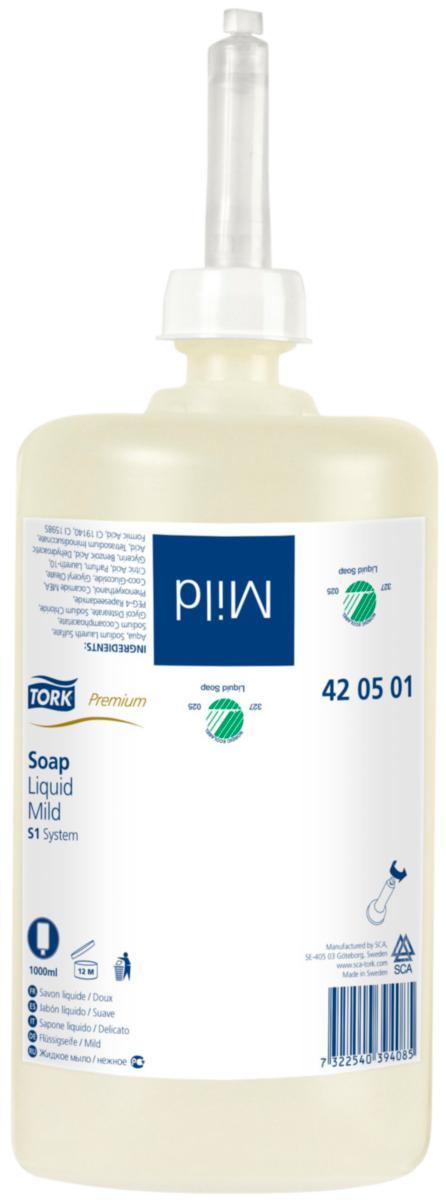 Tvål, flytande, Tork Mild, S1 - TVÅL TORK PREMIUM S1 1 LITER VIT 420501