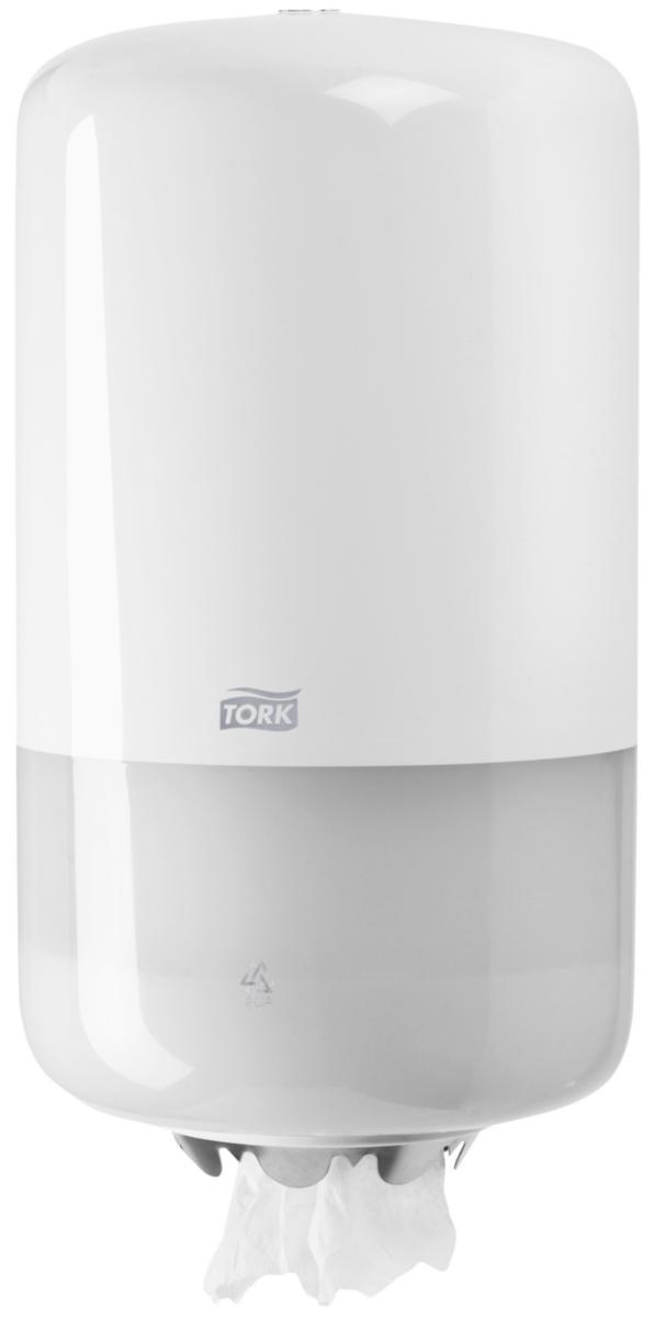 Dispenser för centrummatad torkrulle Mini M1, Tork - PAPPERSDISPENSER TORK MINI M1 CENTRUMMATAD VIT 558000