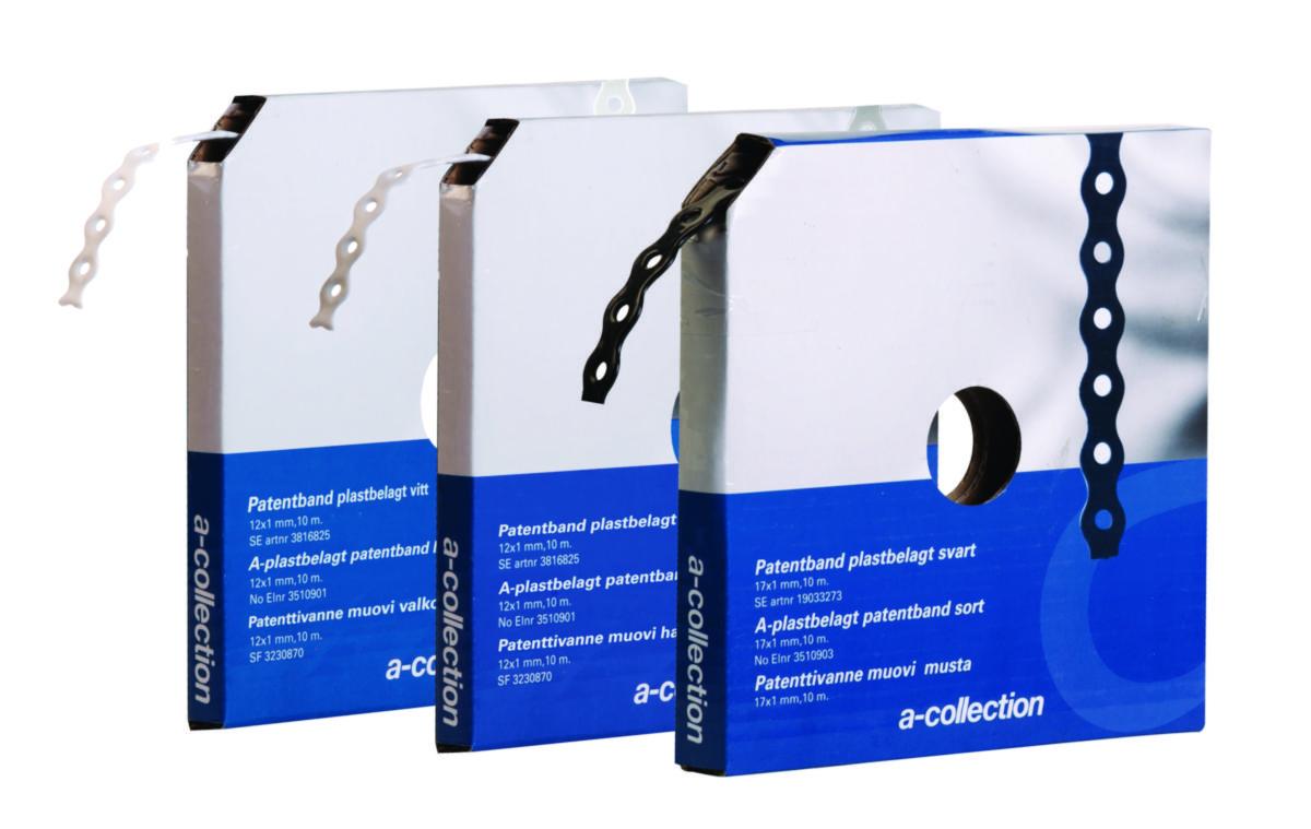 Montageband (Patentband) för rör plastbelagda - MONTAGEBAND RÖR VIT 12x1(10M) 