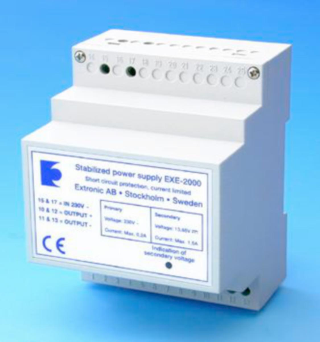 Strömförsörjning EXE-2000 13,65 VDC, Extronic - LIKRIKTARE EXE-2000 STRÖMFÖRS. 12 VDC 1.5