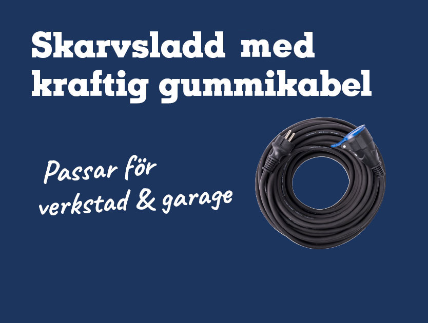 Svart skarvsladd blått uttag