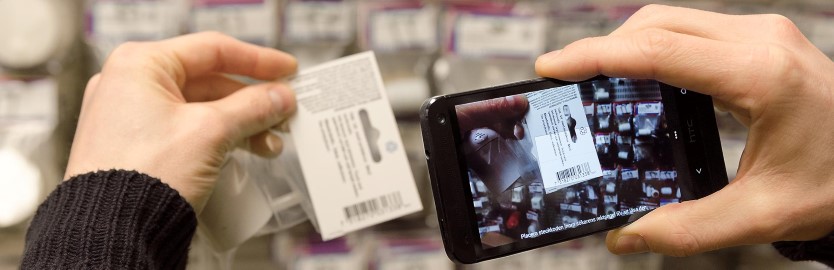Streckkod scannas med hjälp av mobiltelefon