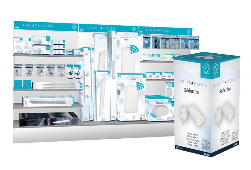 Light 4 Home tydliga och informativa förpackningar i butikshyllan